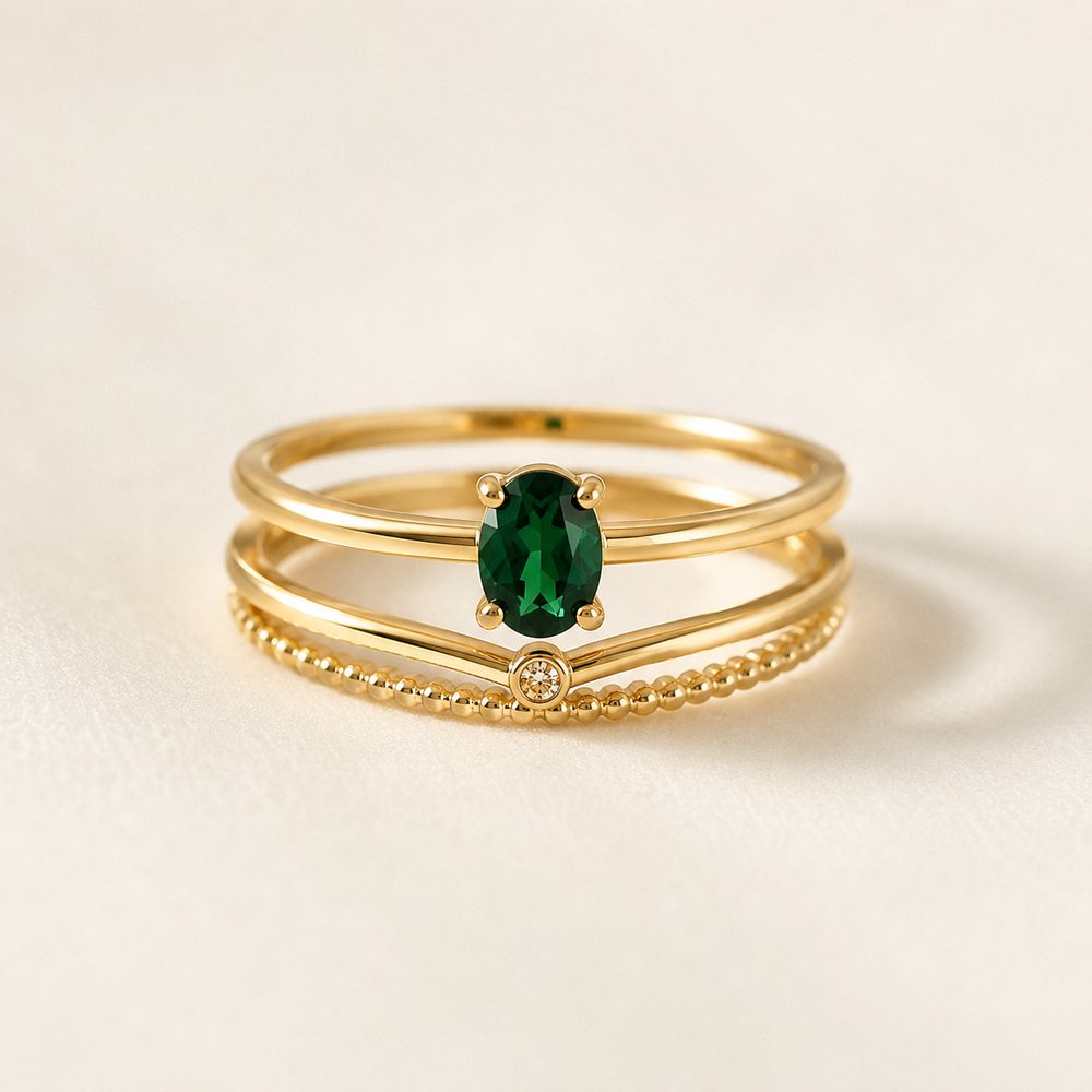 Bague Émeraude Ajustable