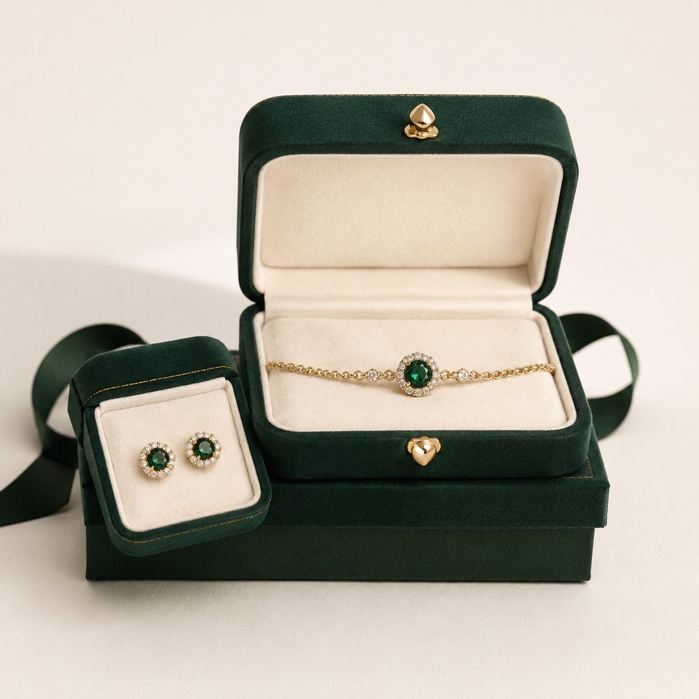Coffret Émeraude Bracelet & Boucles